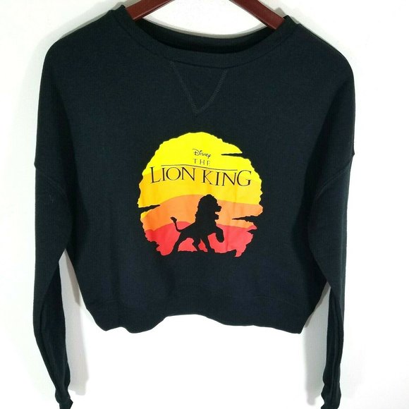 Disney Lion King Womens Small Black Crop Pullover Sweatshirt Cotton Poly Blend - Picture 7 of 8